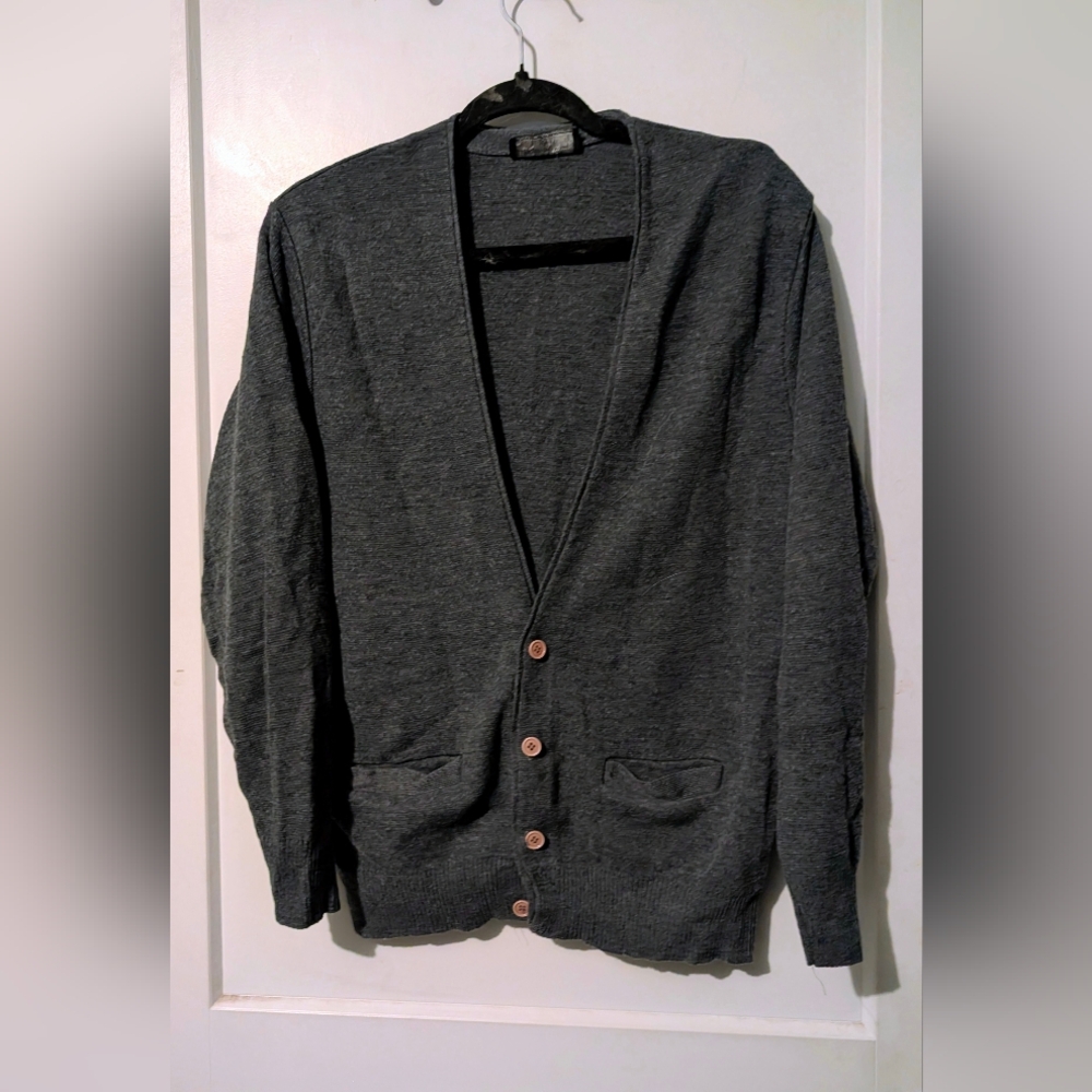 Sears Vintage Men's Charcoal Cardigan Sweater